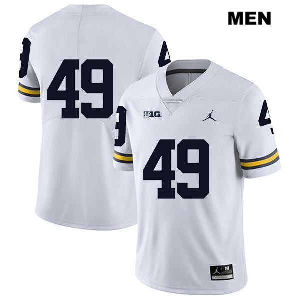 Men's NCAA Michigan Wolverines Lucas Andrighetto #49 No Name White Jordan Brand Authentic Stitched Legend Football College Jersey DM25T13MI